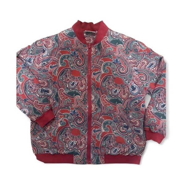 Alfred Dunner Jackets & Blazers - Vintage Alfred Dunner Paisley‎ Zip Bomber Jacket Size 12 Lined Retro 80s/90s